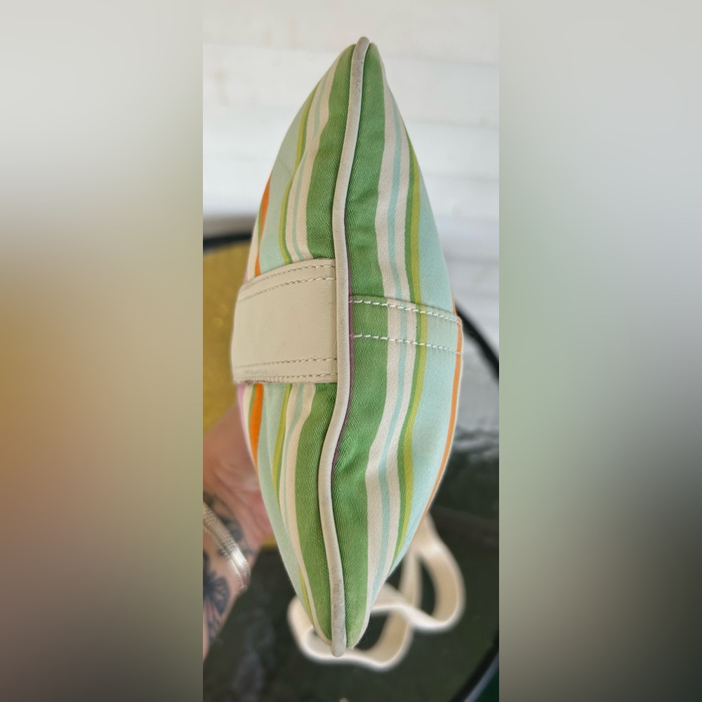 COACH BEACH MULTICOLORED STRIPED SWINGBACK CROSSBODY. EUC one pen mark on front. - Picture 9 of 11